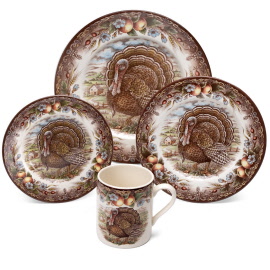 tps-16 - Turkey pattern with 4 sets of three plates & mug